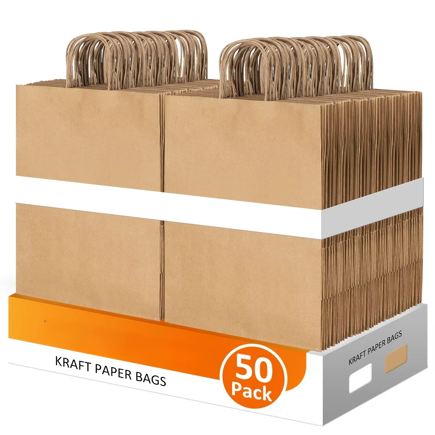 50 paquets de sacs cadeaux, sacs en papier kraft, sacs de fête, sacs de shopping, sacs de vente au d