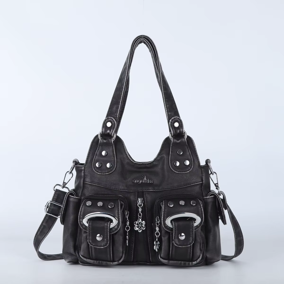 Sac à main en PU pour femmes, petit sac à bandoulière souple Hobos messager à poignée supérieure, fo