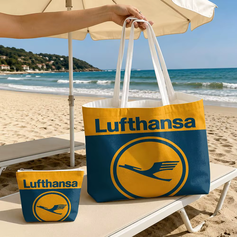 Sacs de rangement L-Lufthansa German Airlines, ensemble de 2 sacs fourre-tout en toile avec fermetur