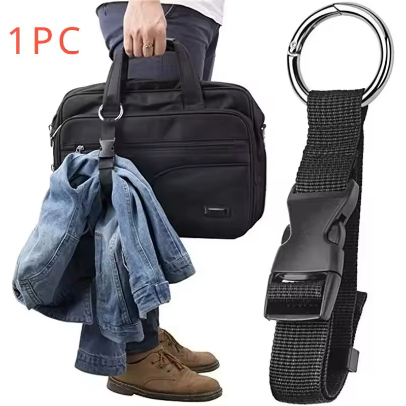 Valise suspendue en Nylon noir Portable pour voyage de vacances, sac suspendu avec sangle à boucle d