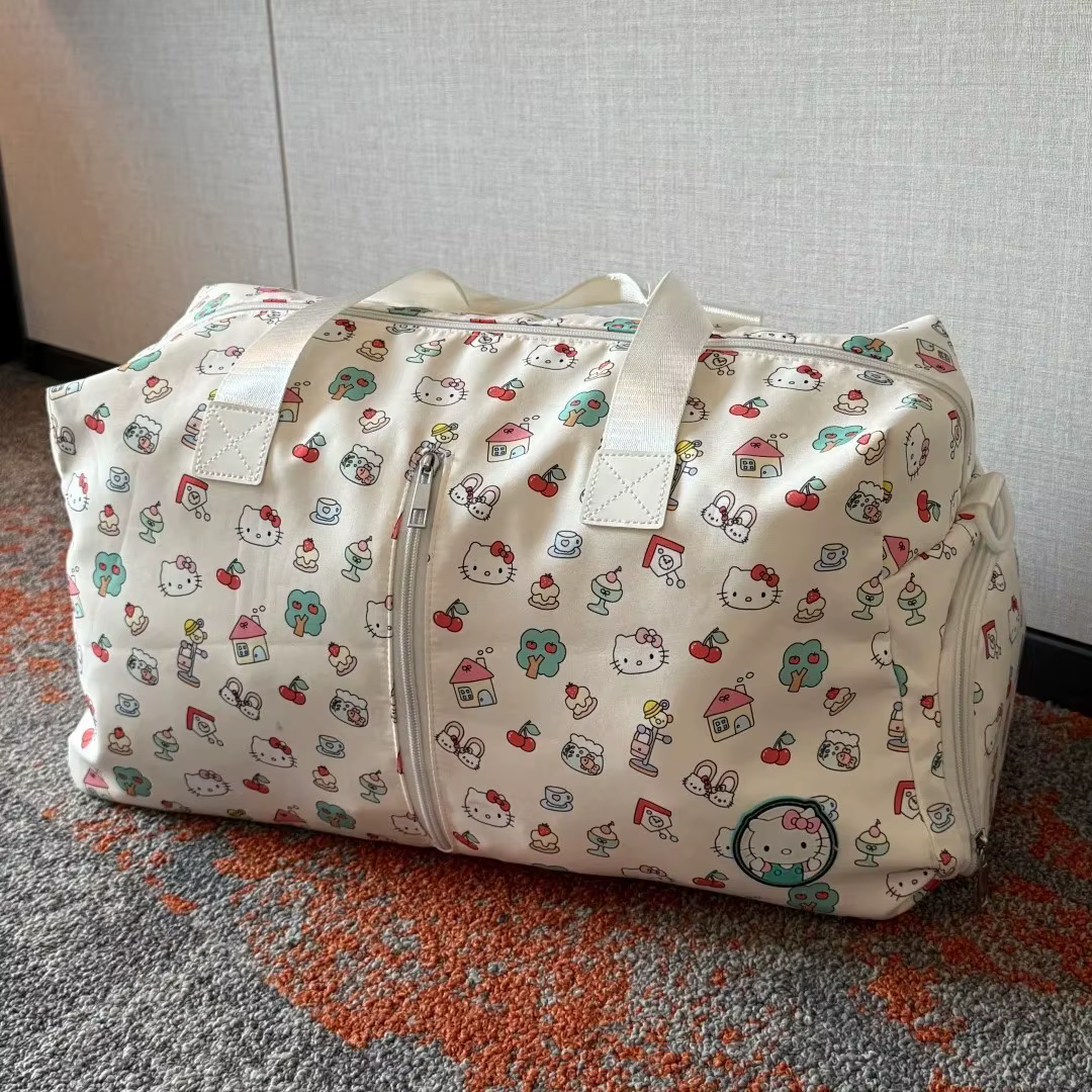 Sac de voyage Hello Kitty en coton pour vêtements, sac de rangement portable pour accessoires fémini