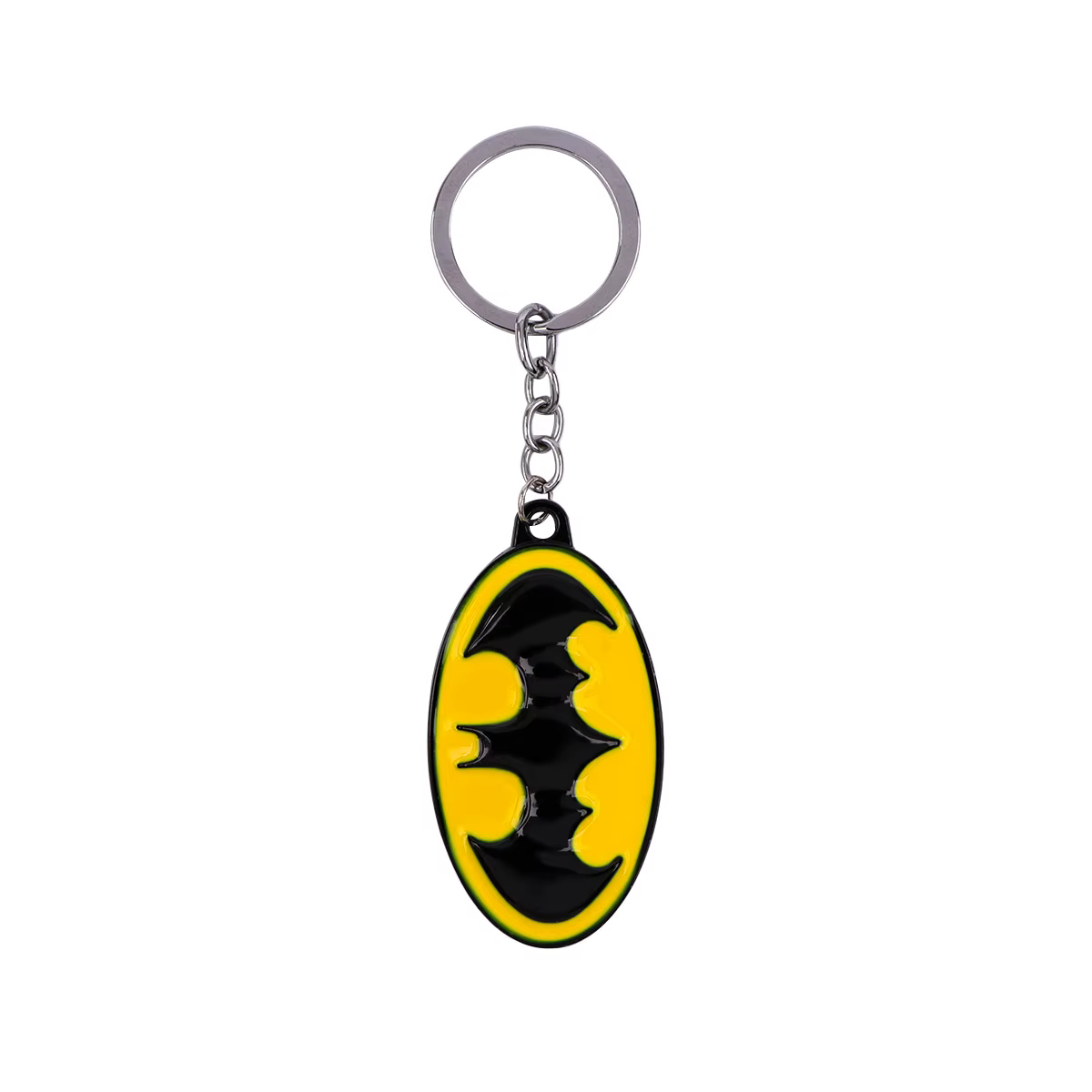 Porte-clés ovale en métal noir et jaune, chauve-souris, voiture, sac à dos, accessoires pour hommes