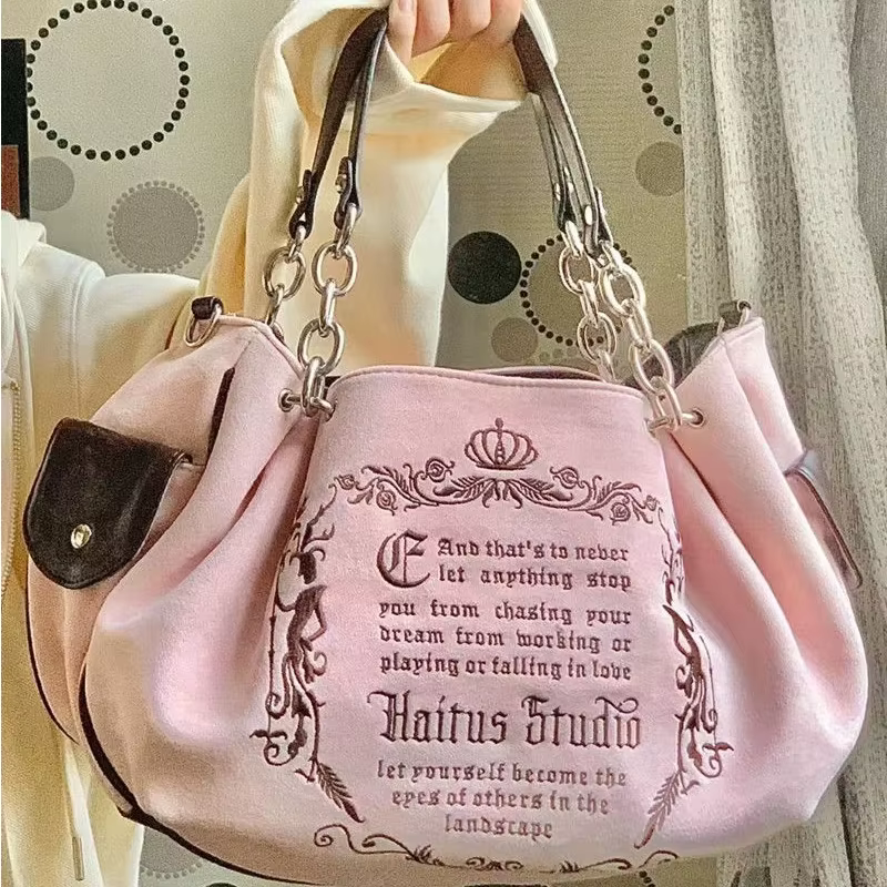 Sacs à main vintage pour femmes, sacs à lettres grande capacité, rose, printemps, été, Y2K initié, s