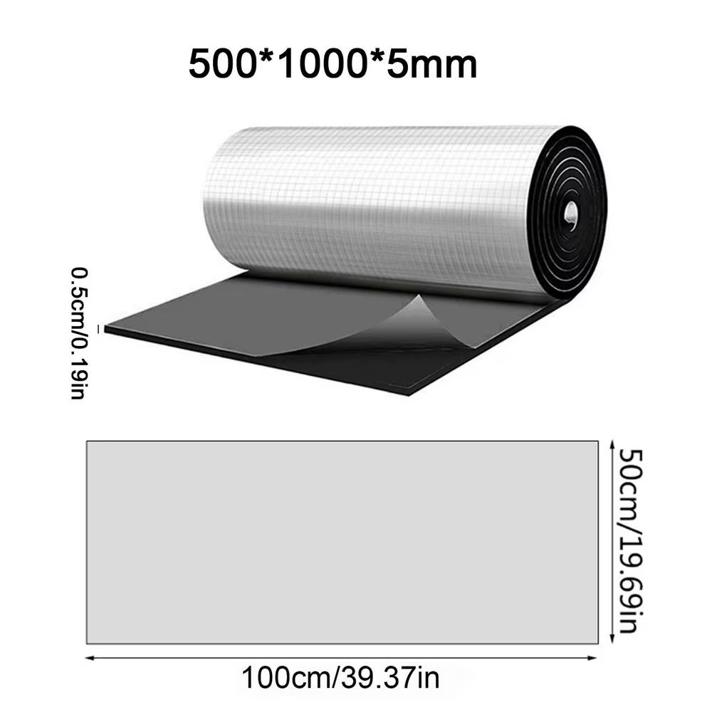 Isolation thermique auto-adhésive 100x50cm pour voiture, coussin en caoutchouc d'isolation acoustiqu