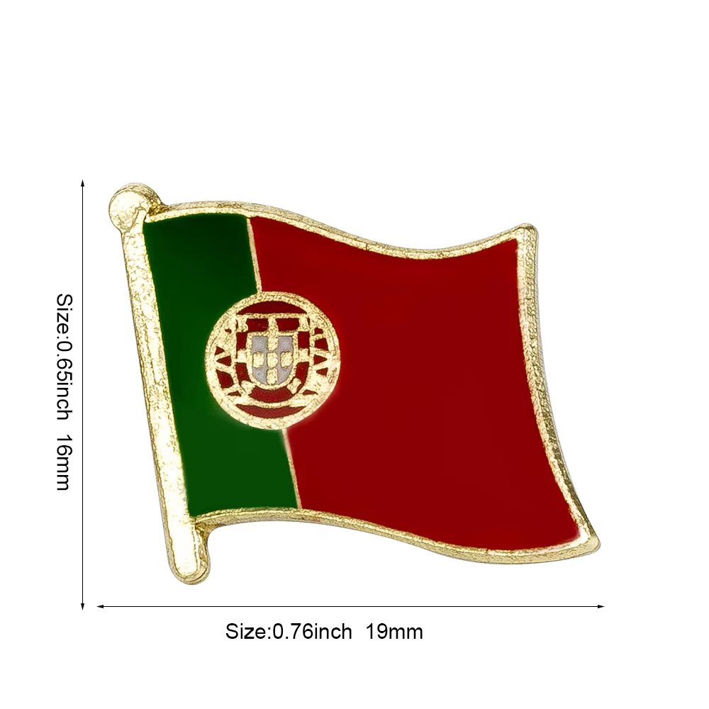 Broche d'insigne de drapeau du Portugal, épingles à revers naturelles, épingles à revers, Badge de d