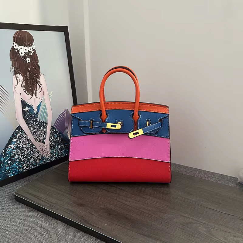Sac bandoulière patchwork grande capacité, style tendance, couleurs contrastées, sac à bandoulière a