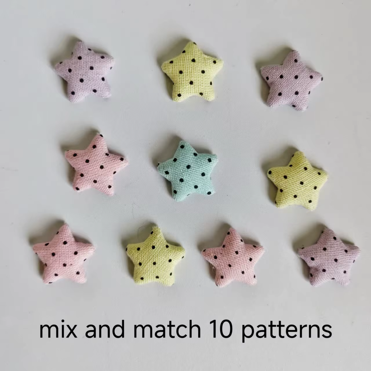 10 accessoires en tissu à pois étoilés colorés pour coques de téléphone DIY faites à la main, décora