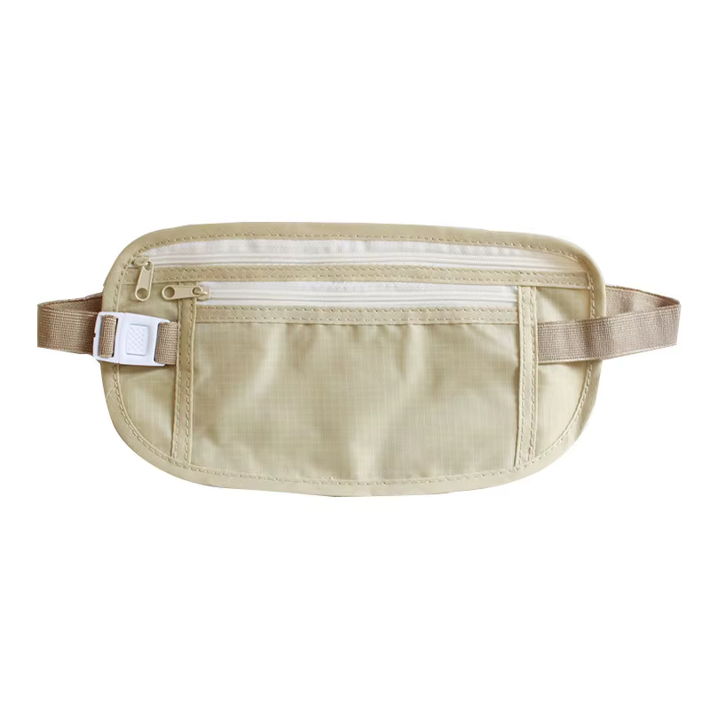 Pochette de voyage en tissu, portefeuille caché, passeport, argent, ceinture, Slim, sécurité secrète