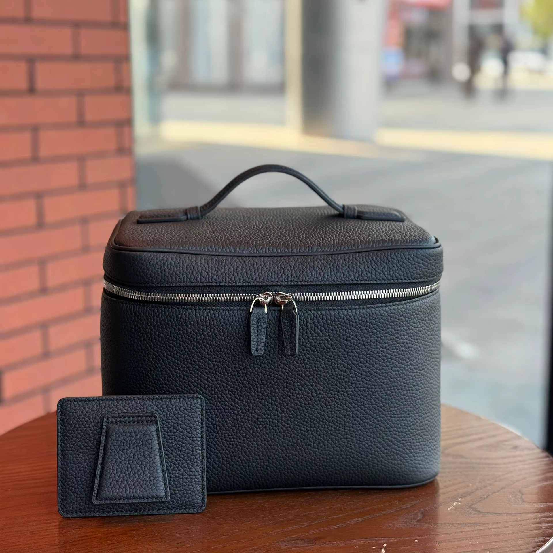 Pochette de toilette en cuir véritable, organiseur de voyage, trousse de maquillage portable et dura