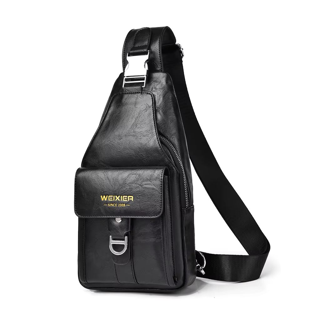Sac de poitrine en cuir PU pour hommes, sac à bandoulière, sac à bandoulière, sac de messager d'affa