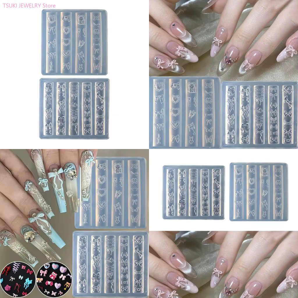 62KE – moule multifonctionnel pour le des ongles, thème nœud papillon, accessoires pour ongles, adap