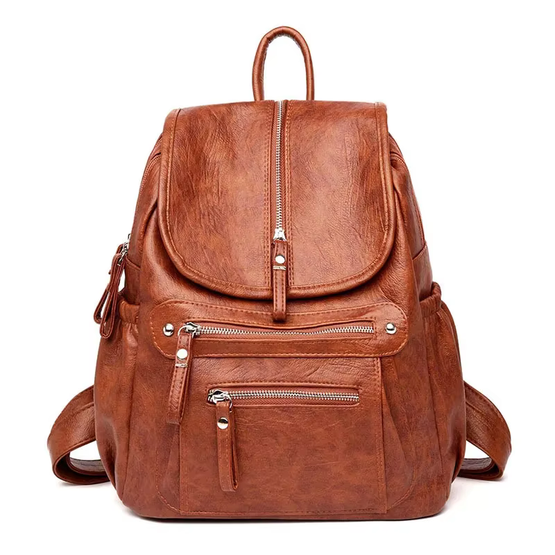 Sacs à dos en cuir vintage pour femmes, sac à dos de voyage pour dames, sacs d'école pour filles, ha