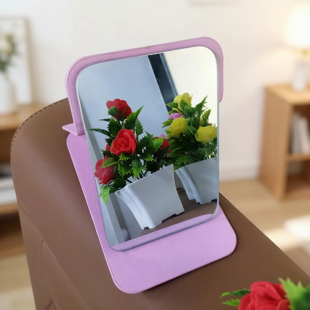 Miroir de maquillage pliable avec support, miroir de toilette portable pour femmes et filles, miroir