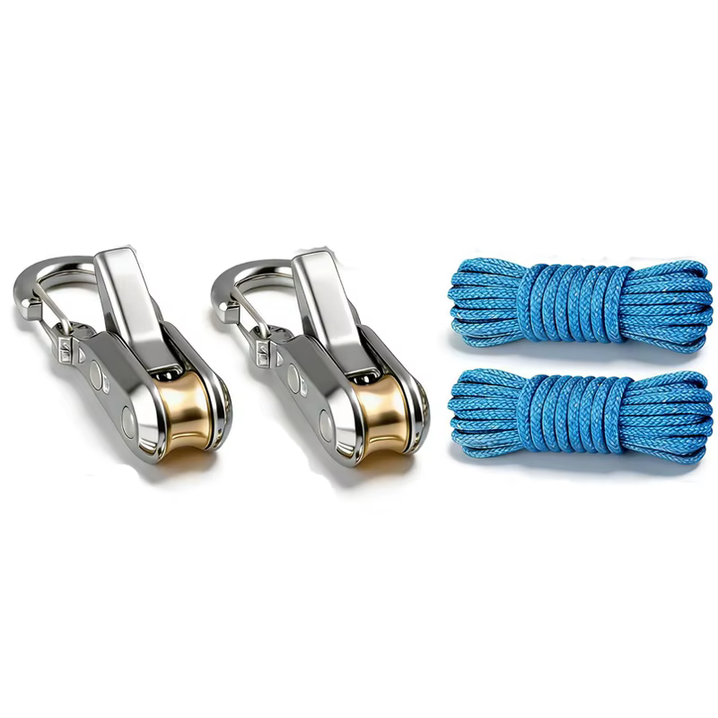 Outil de fixation de cordes et tendeur avec tendeur à rouleaux, boucle rétractable robuste avec cord