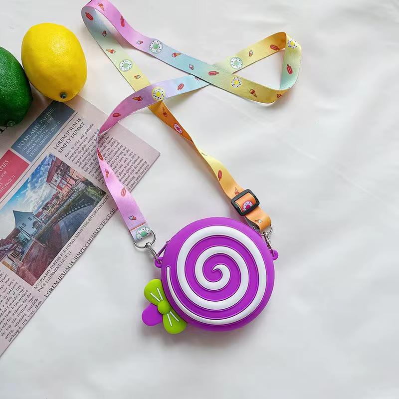 Sac à bandoulière en silicone pour enfants, motif sucettes, avec large sangle réglable, sac de voyag