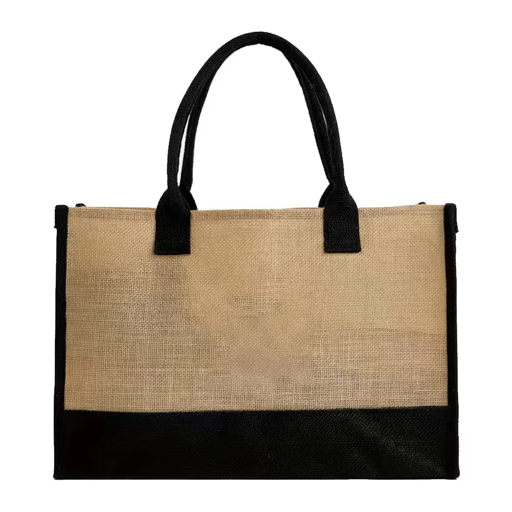 Sac de courses en toile de Jute, fourre-tout léger, sac à main Portable de grande capacité pour femm