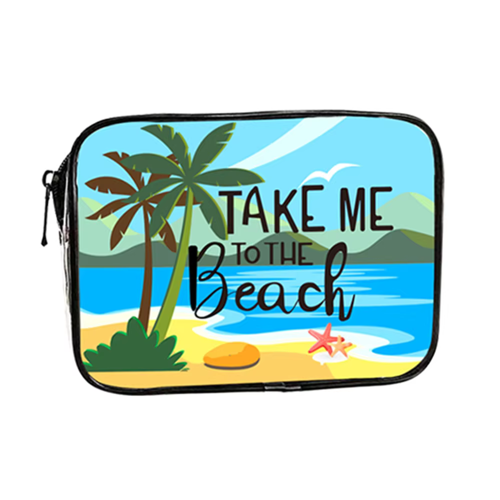 Sac de rangement transparent imprimé palmier tropical, trousse de toilette étanche de grande capacit