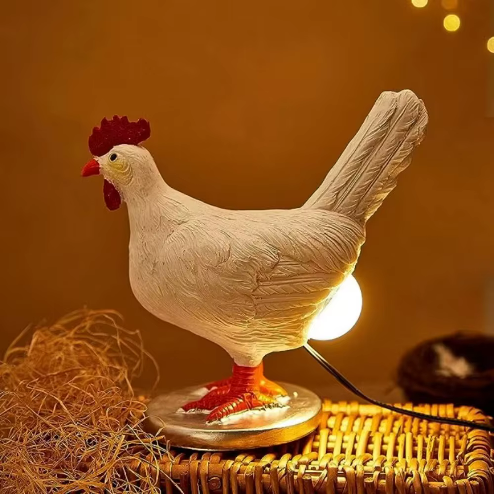 Lampe LED en résine en forme de poule pondeuse, avec chargement USB, simulation de dessin animé lumi