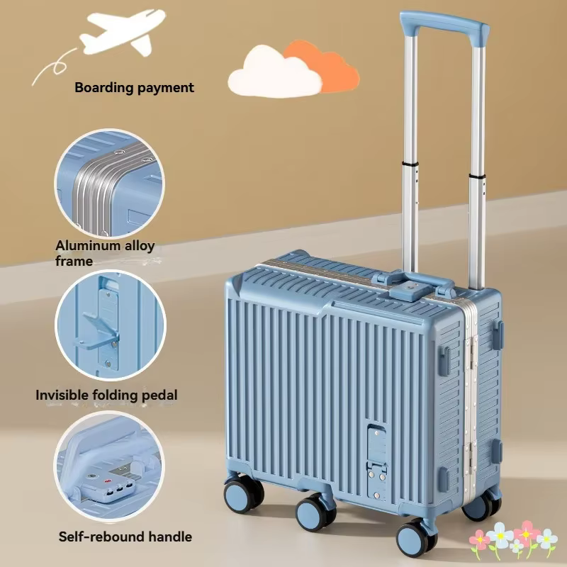 Mini valise de voyage de 20 pouces, boîte à cadre en aluminium, organisateur de bagages, étui de con