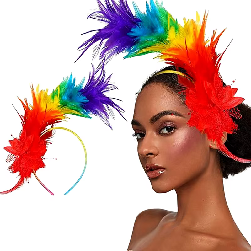 Serre-tête coloré en plumes pour femme, accessoires capillaires pour femmes, idéal pour les fêtes th