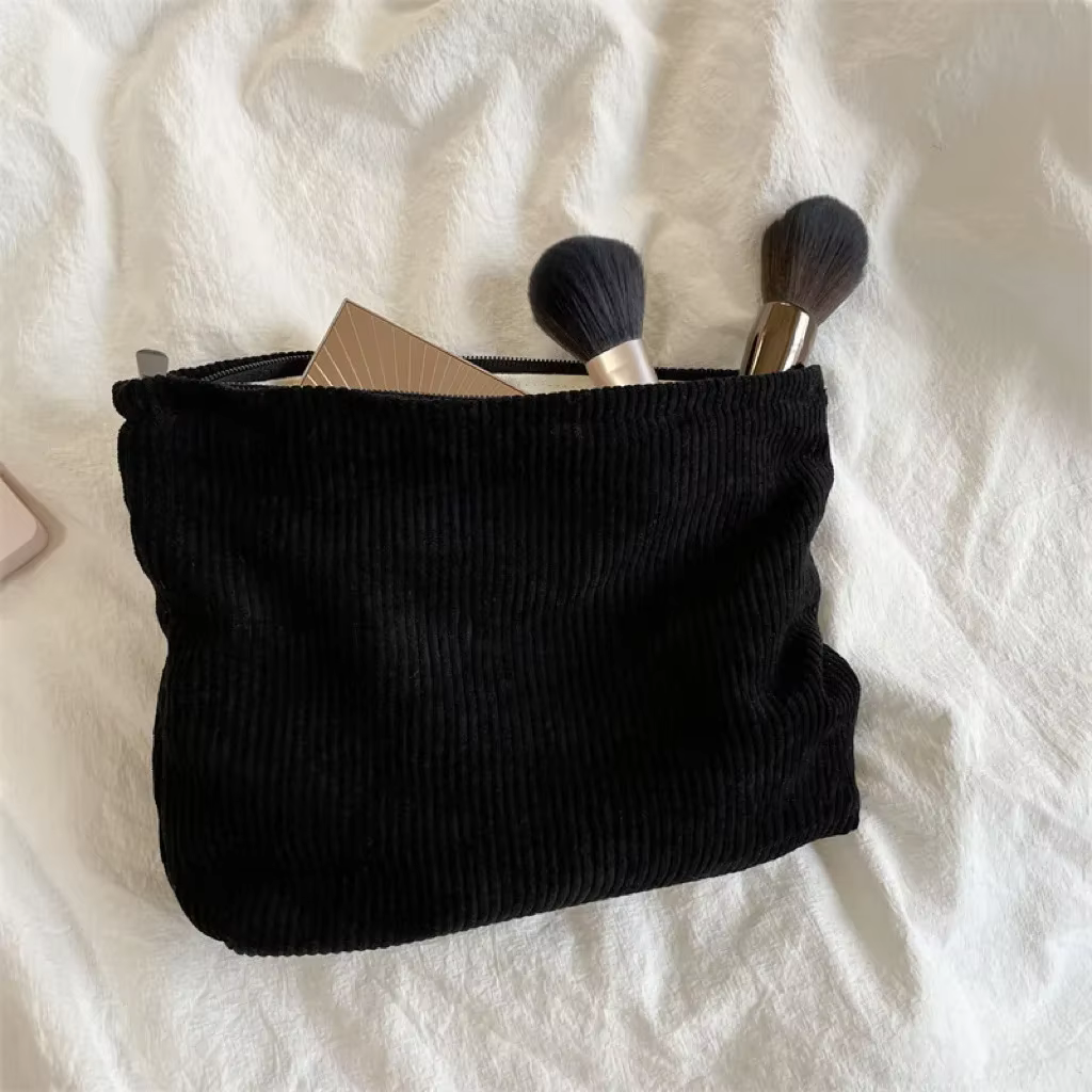 Sac à cosmétiques en velours côtelé, grande capacité, organisateur de produits de toilette pour femm