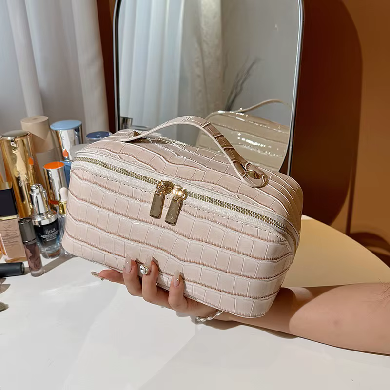Trousse de Toilette de Voyage Haut de Gamme à Motif Crocodile Grande Capacité Personnalisable pour u