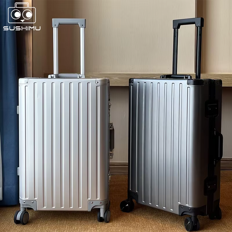 Valise en alliage d'aluminium et de magnésium pour hommes et femmes, étui à roulettes expressément e