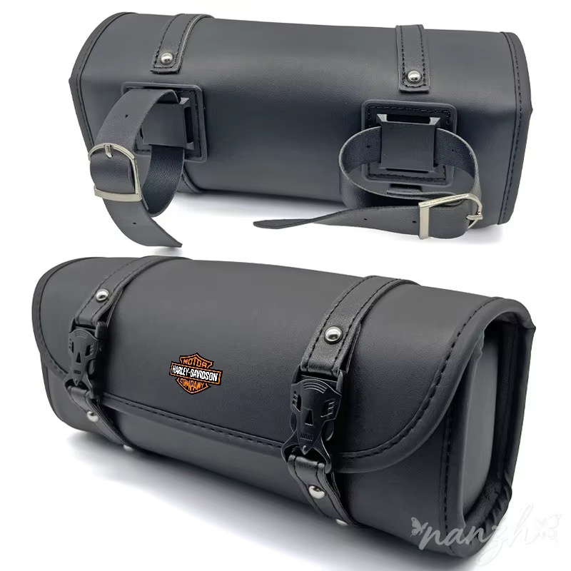 Sac de guidon de moto en cuir PU, sac de guidon de moto rétro, sacoche de selle pour Harley Davidson