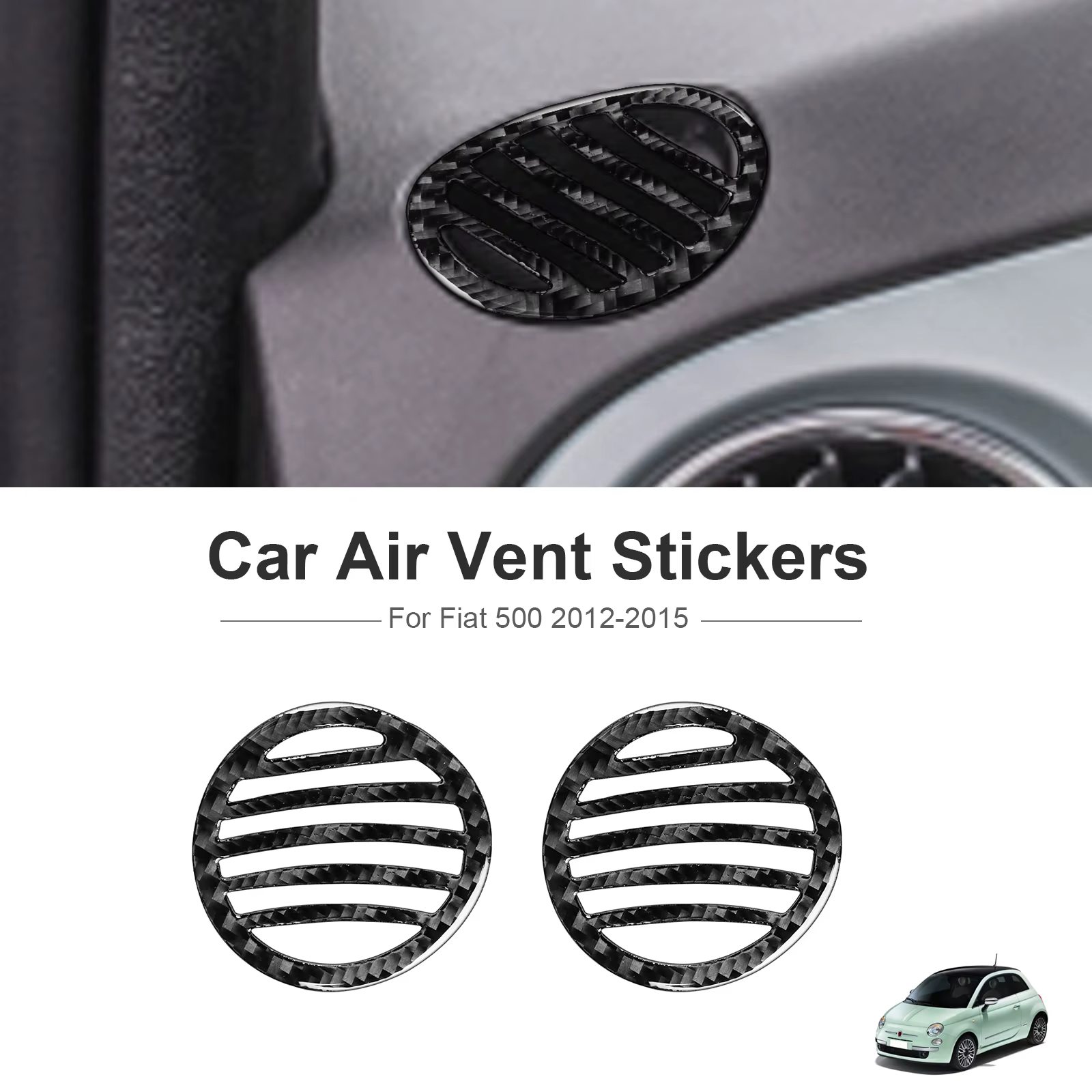 Autocollants de ventilation supérieure de voiture, accessoire en Fiber de carbone véritable pour Fia