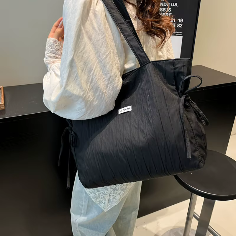 Sac à bandoulière pour femme, style coréen, sac en toile décontracté, sac fourre-tout pliable de sty