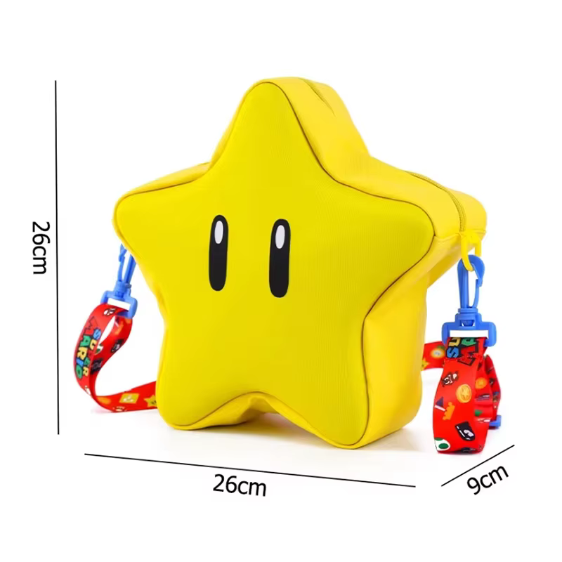 Kawaii Mario étoiles sac de maquillage dessin animé Figure pièce de monnaie stockage bandoulière sac