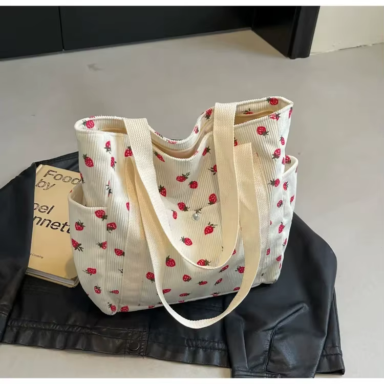 Sac à main frais et doux pour filles, sac à bandoulière imprimé en velours côtelé haut de gamme, sac