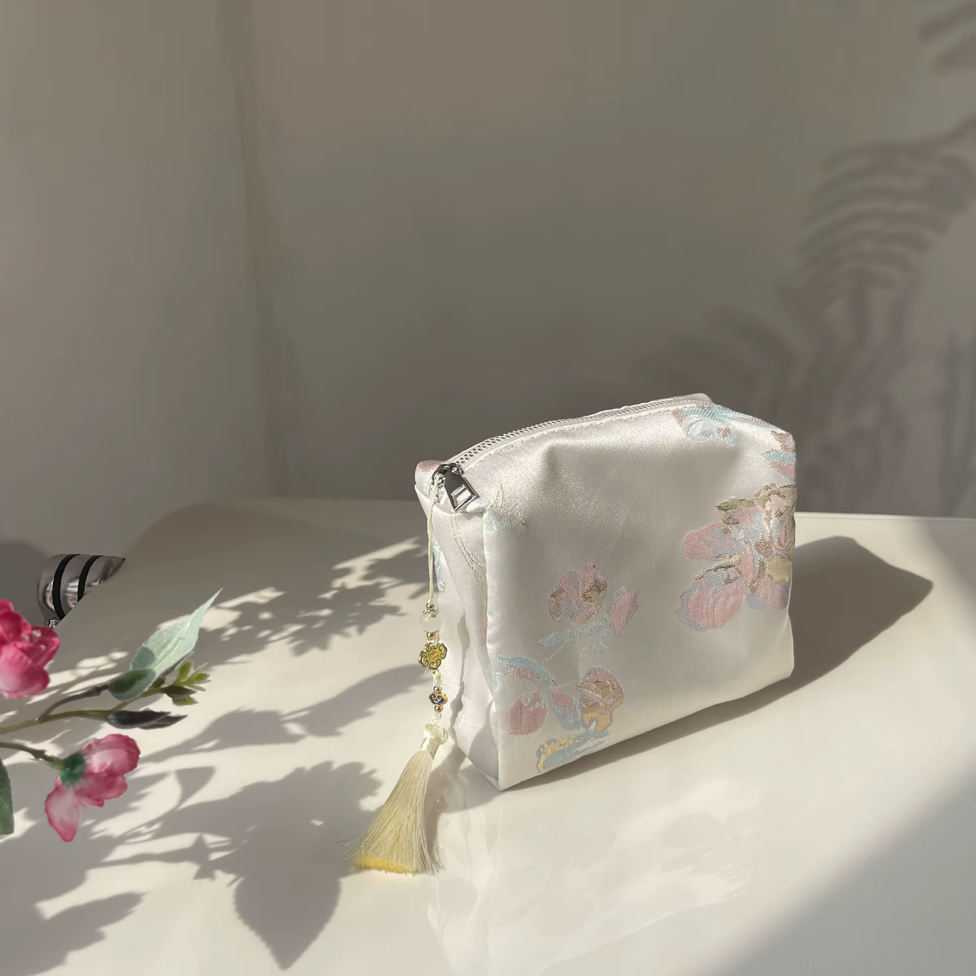 Sac à cosmétiques Floral pour femmes, organisateur de maquillage de voyage, pochette à fermeture écl