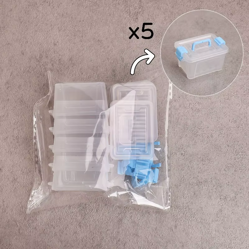 5 Mini valise boîtes de rangement transparentes, organisateur de petits articles, décor de scène Min