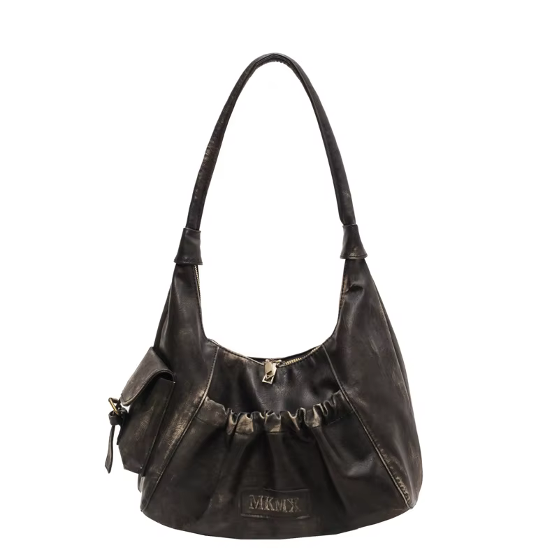 Sac à bandoulière rétro pour femme FLYING STARS en cuir PU lavé, sac sous le bras plissé tendance, s