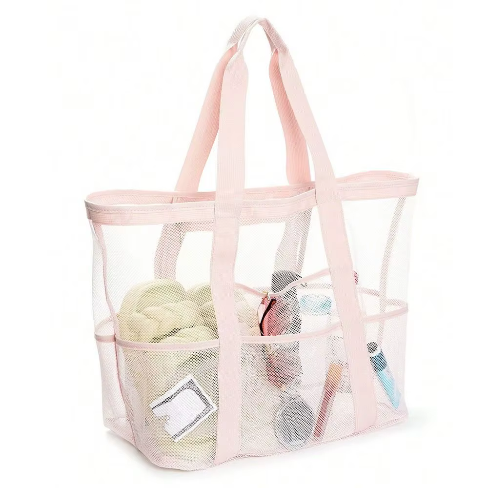 Sac fourre-tout de douche en maille respirante, grande capacité, collecteur de jouets de sable pliab