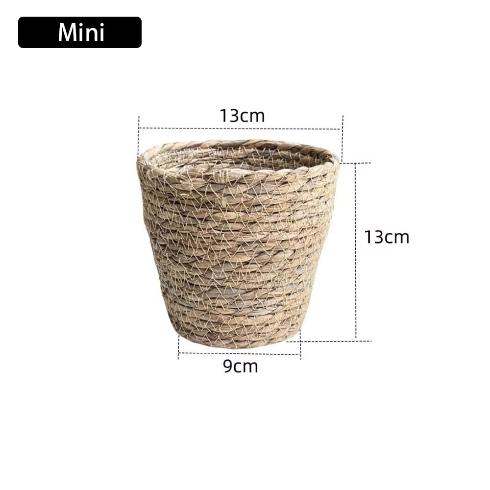 Pot de fleurs tissé en herbe Mini/S/M/L, conteneurs de semis, panier de jardinière, meubles de terra