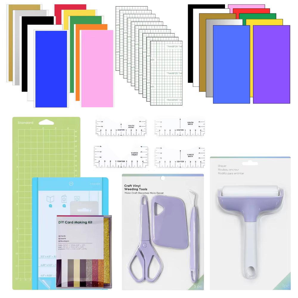 Kit d'accessoires Joy de 76 pièces, outils de désherbage, HTV, vinyle adhésif, kits de cartes, tapis