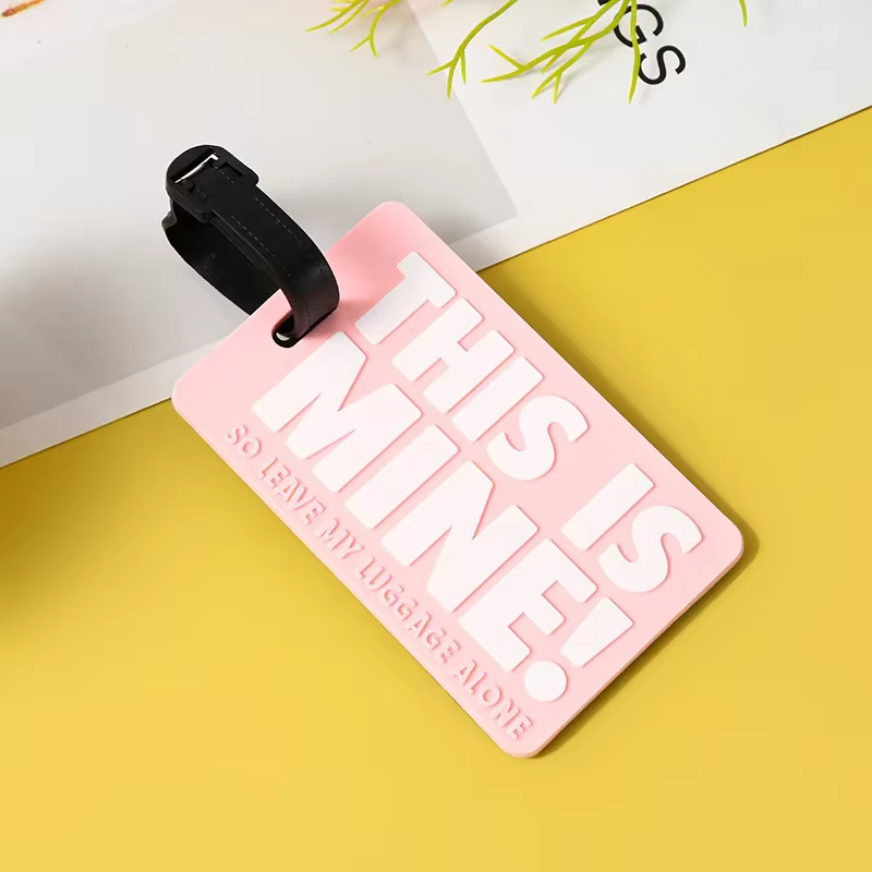 Étiquette de bagage en PVC souple pour hommes et femmes, étiquette de voyage imprimée lettre, étique