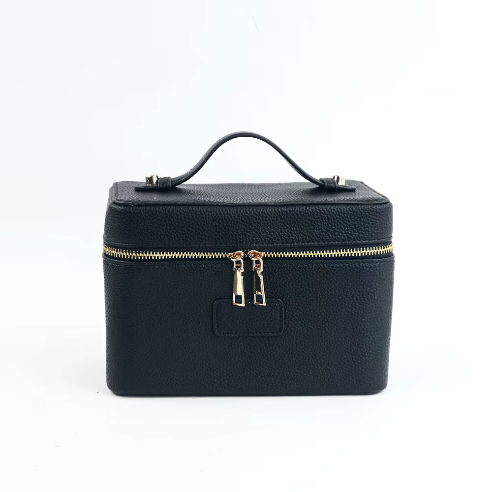 Sac à cosmétiques en cuir pu avec nom personnalisé, avec rangement zoné et trousse de toilette de gr