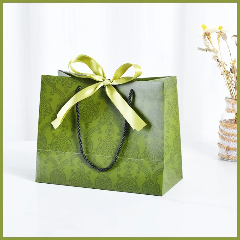 Sac d'emballage de shopping avec long ruban, grande capacité, sac cadeau en carton blanc, boîte-cade