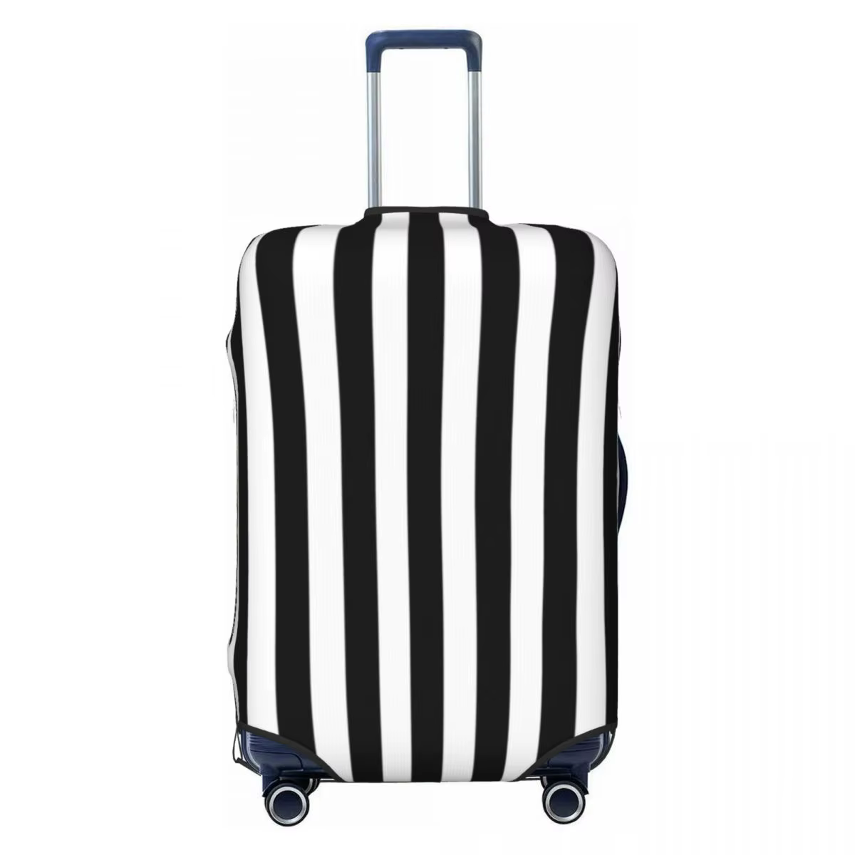 Juste de valise imprimée à rayures vintage, rayures verticales noires et blanches, voyage de croisiè