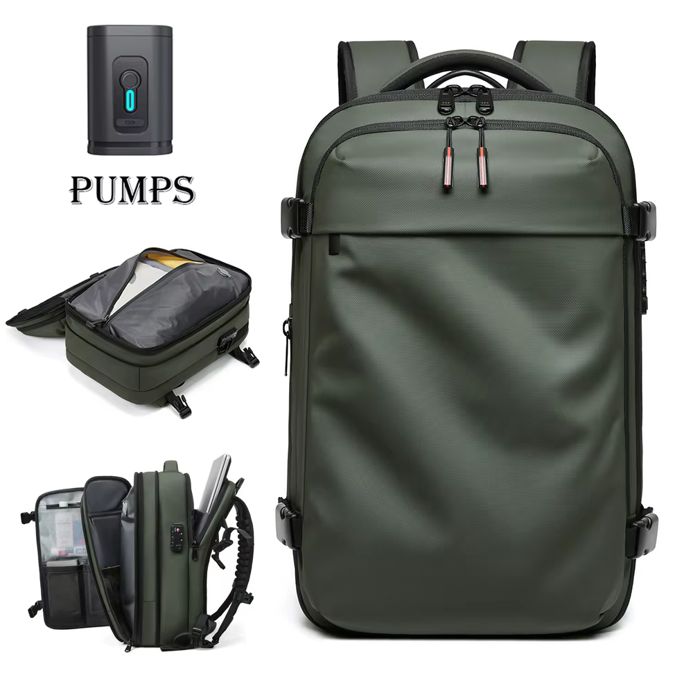 Sac à dos de voyage à compression sous vide pour hommes, sac à dos pour ordinateur portable, arc-en-