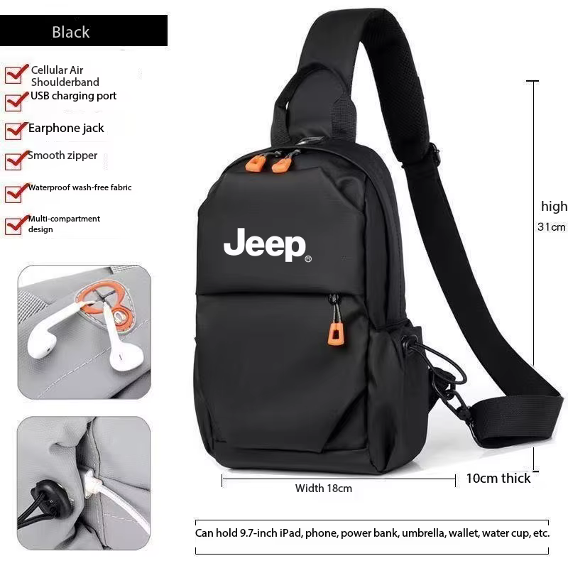 Sac de poitrine pour homme Jeep 2026, décontracté, tendance et à la mode, sac à bandoulière et sac c