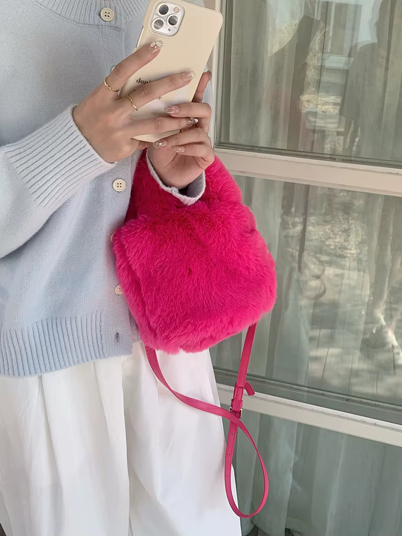 Sac messager en peluche pour femme, sac à main en fausse fourrure, sac à main pour femme, mini sac à