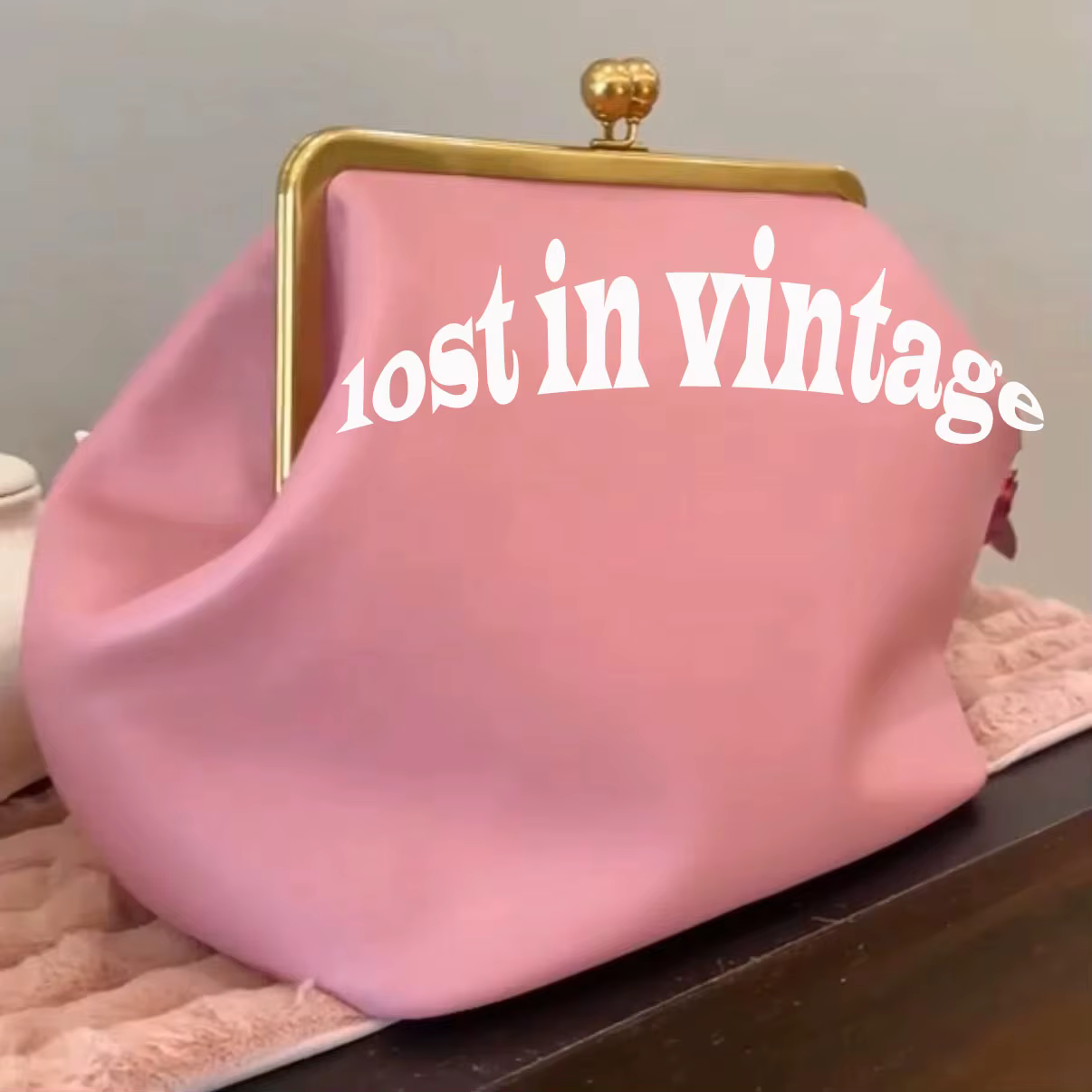 LOST IN VINTAGE sac en cuir artificiel grandes boules baiser-lock grande grande pochette sac à main 