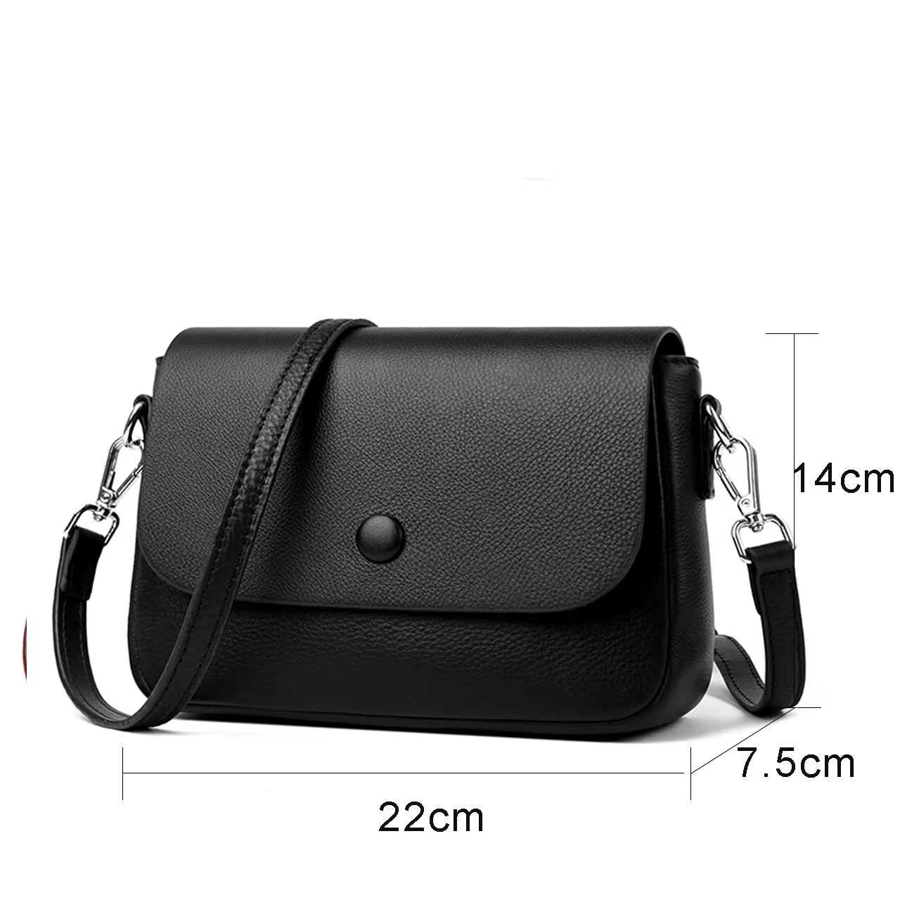 Sac à bandoulière en cuir véritable pour femmes, sac à main en cuir grainé de litchi doux, sac à ban