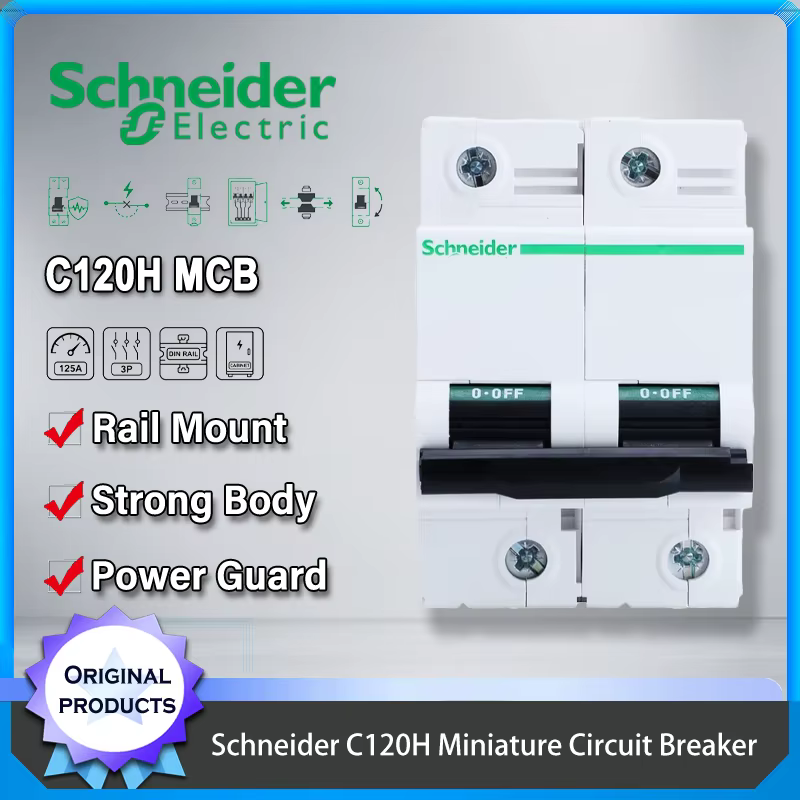 Disjoncteur miniature Schneider C120H courbe D pour rail DIN, protection contre les surcharges et le
