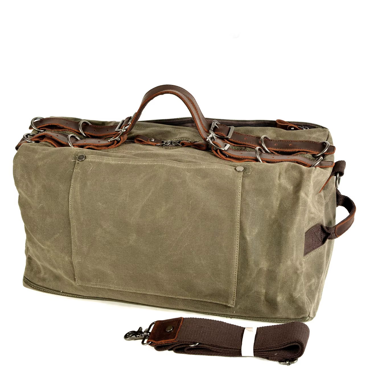 Sac de voyage en toile de cire à l'huile épaisse de style militaire, sac de voyage rétro, sac de spo