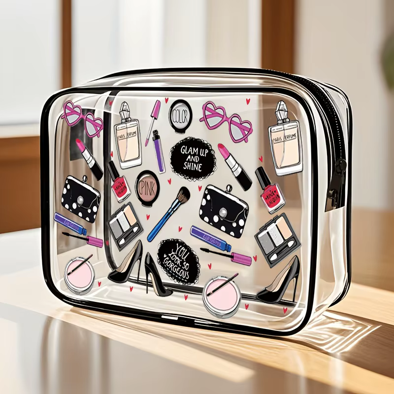 1 pièce Trousse de maquillage transparente, pochette de toilette de voyage, organiseur de toilette p